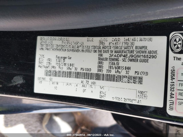 Ford FIESTA SE 2016 3FADP4EJ9GM165290 Image 9