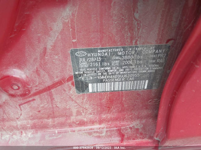 Hyundai Elantra Limited 2016 KMHDH4AE0GU620955 Image 9