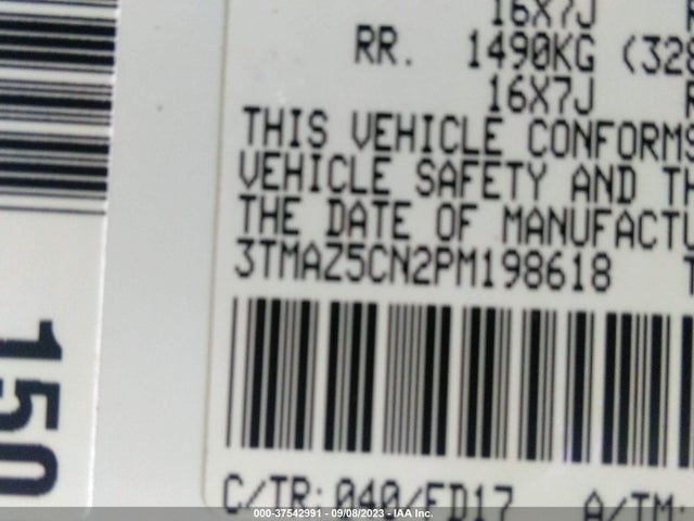 2023 TOYOTA TACOMA 2WD SR5/TRD SPORT VIN: 3TMAZ5CN2PM198618