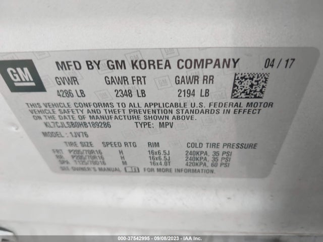 Chevrolet Trax Lt 2017 KL7CJLSB0HB189286 Image 9