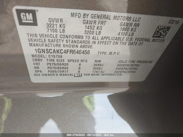 Chevrolet Tahoe Ls 2015 1GNSCAKC4FR646456 Image 9