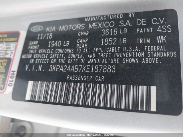 3KPA24AB7KE187883 KIA RIO LX