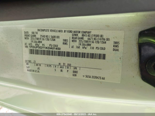 2019 Ford F-550, VIN: 1FDUF5GY1KDA01450