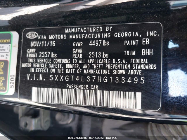 KIA Optima Lx 2017 5XXGT4L37HG133495 Image 9