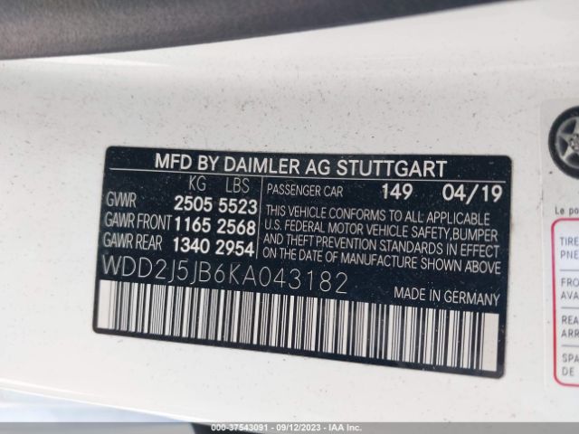 WDD2J5JB6KA043182 Mercedes-Benz Cls Cls 450
