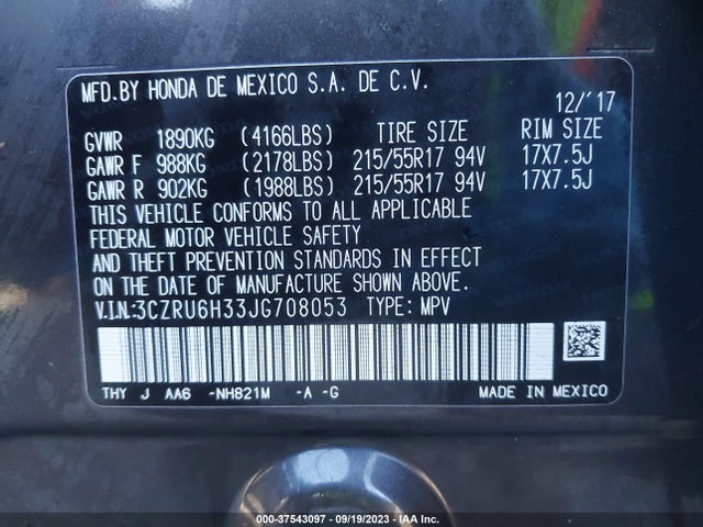 Honda HR-V LX 2018 3CZRU6H33JG708053 Image 9