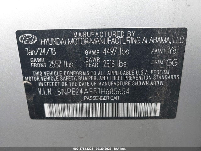 Hyundai SONATA SE 2018 5NPE24AF8JH685654 Image 9