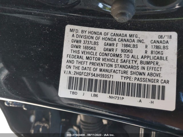 Honda Civic Sedan Lx 2018 2HGFC2F54JH593571 Image 9
