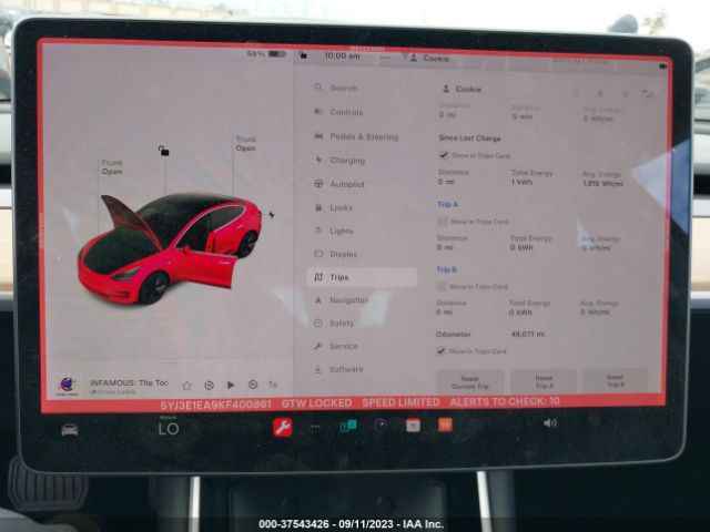 5YJ3E1EA9KF400861 Tesla Model 3 Range