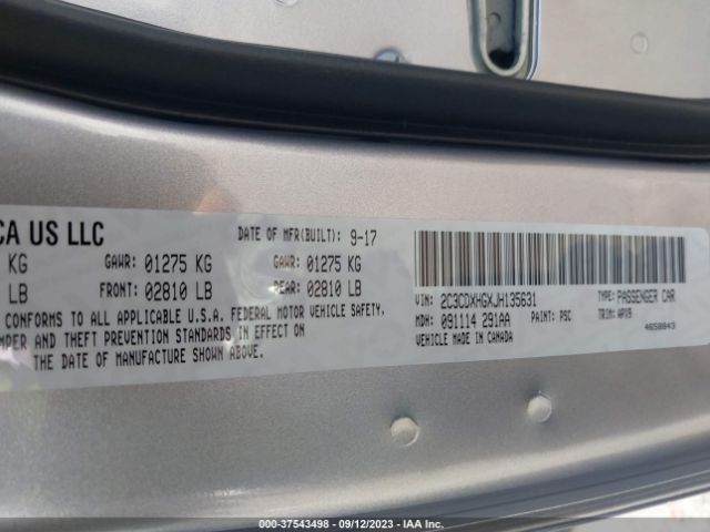 2C3CDXHGXJH135631 Dodge Charger Sxt Plus