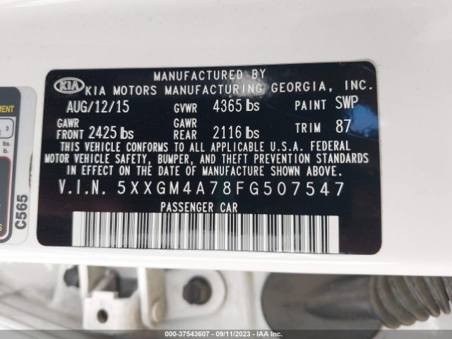 5XXGM4A78FG507547 KIA Optima Lx