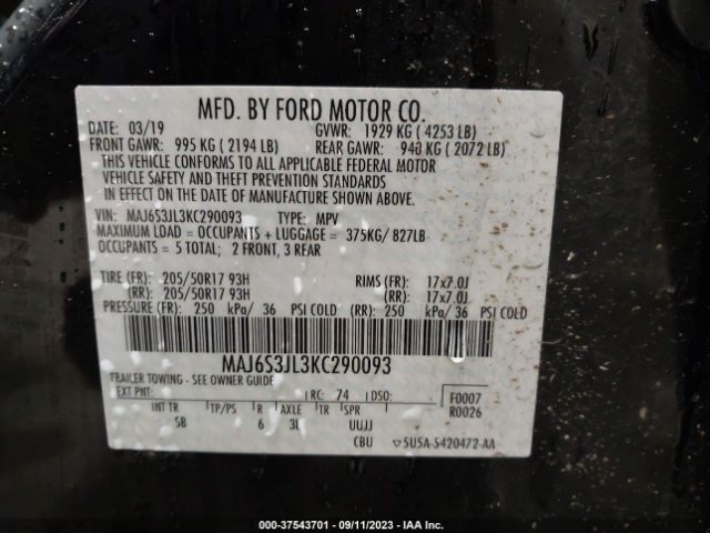 MAJ6S3JL3KC290093 Ford Ecosport Ses