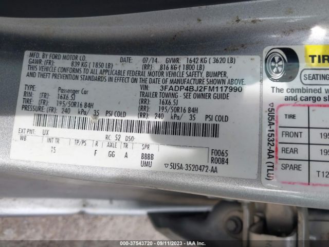 3FADP4BJ2FM117990 Ford FIESTA SE