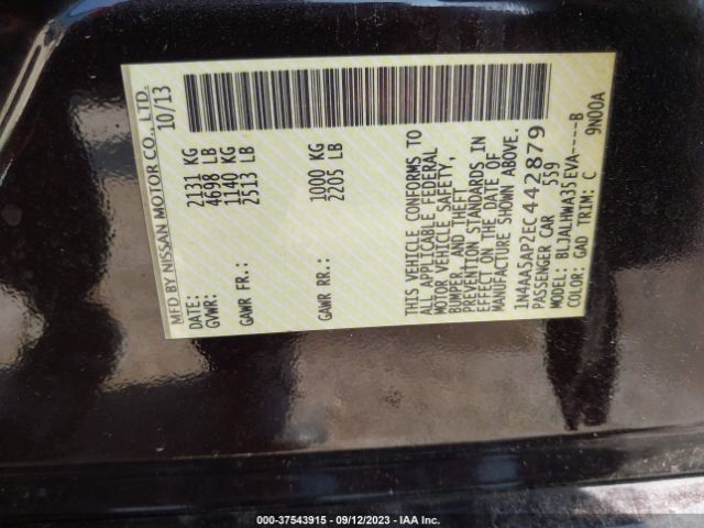 1N4AA5AP2EC442879 Nissan Maxima 3.5 Sv W/premium Pkg