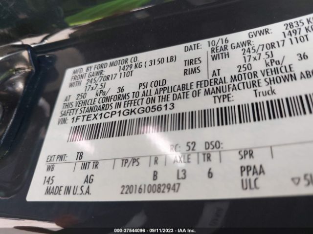 1FTEX1CP1GKG05613 Ford F-150 Xl/lariat/xlt