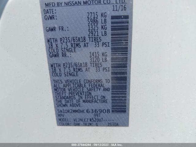5N1DR2MM0HC636908 Nissan Pathfinder Sv