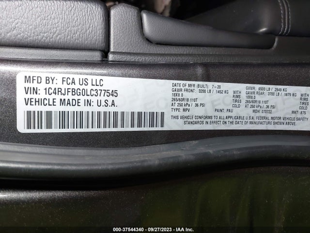 1C4RJFBG0LC377545 Jeep Grand Cherokee Limited 4x4