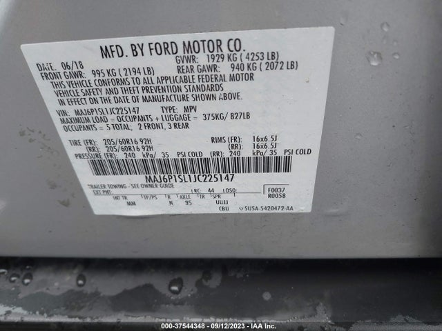 2018 FORD ECOSPORT S VIN: MAJ6P1SL1JC225147