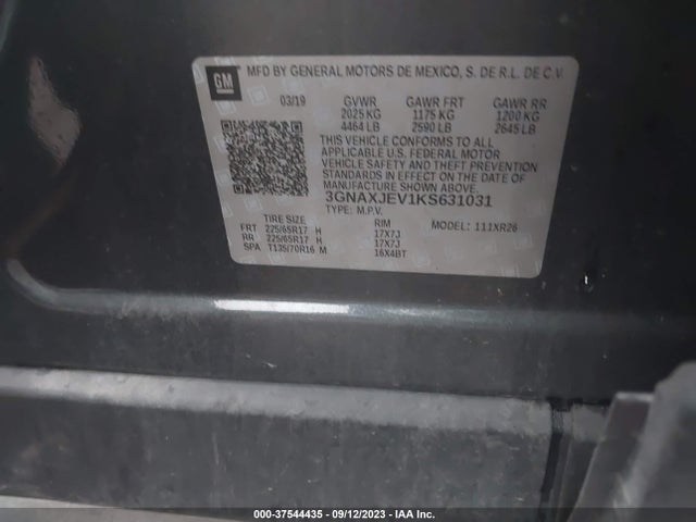 Chevrolet EQUINOX LT 2019 3GNAXJEV1KS631031 Image 9