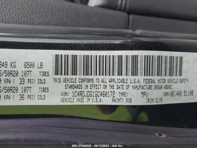 1C4RDJDG1GC460172 Dodge DURANGO LIMITED