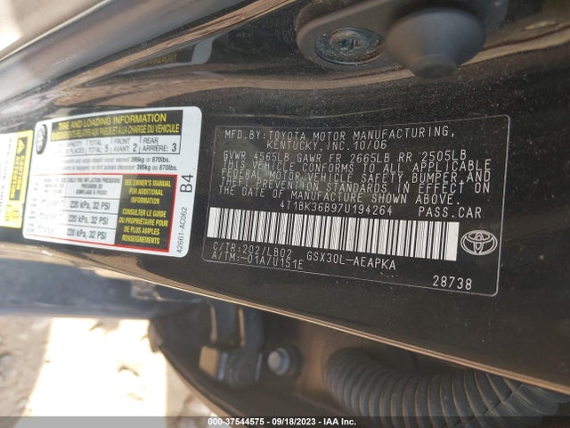 2007 TOYOTA AVALON TOURING/LIMITED/XLS/XL VIN: 4T1BK36B97U194264