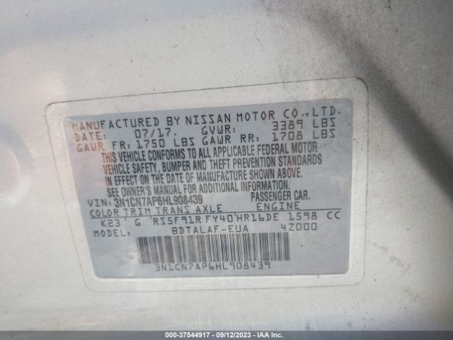 3N1CN7AP6HL908439 Nissan Versa Sedan S