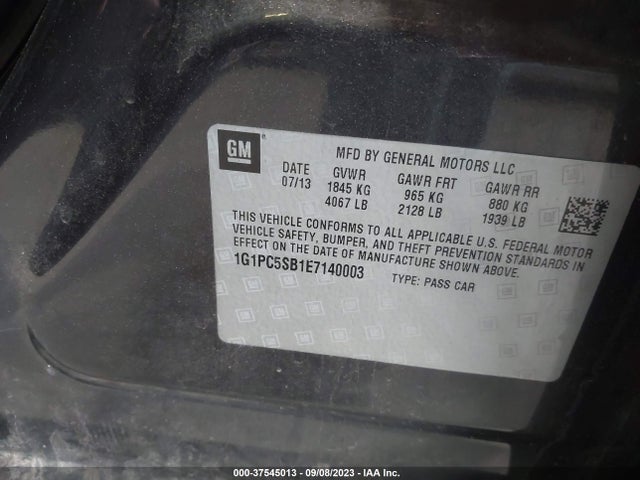 Chevrolet Cruze 1lt 2014 1G1PC5SB1E7140003 Image 9