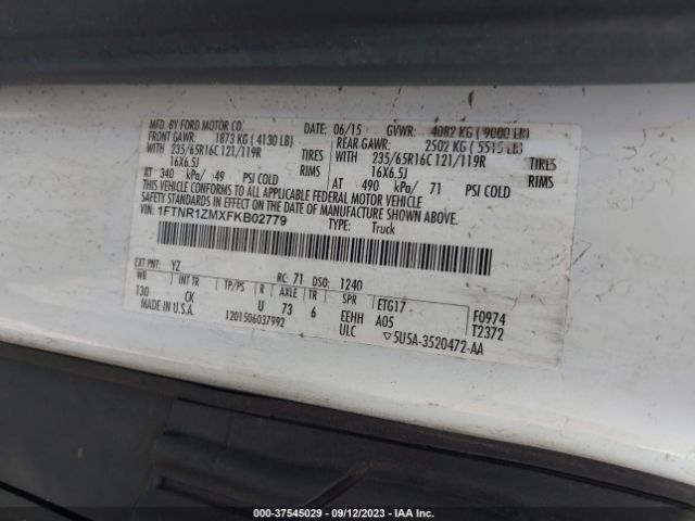 1FTNR1ZMXFKB02779 Ford TRANSIT CARGO VAN