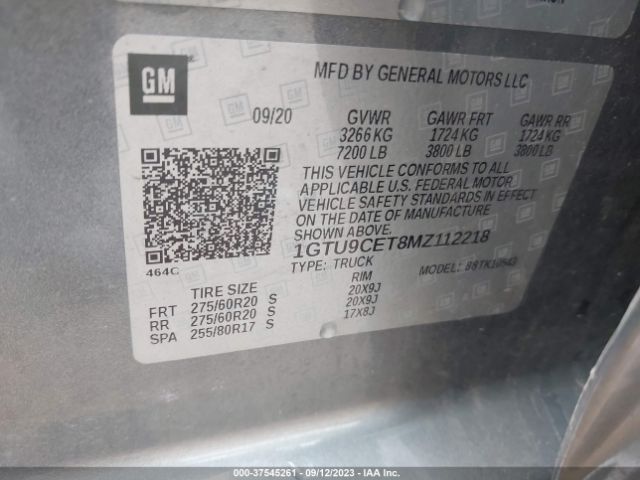 1GTU9CET8MZ112218 GMC Sierra 1500 Elevation