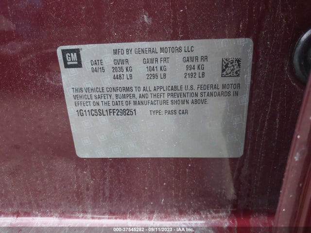 Chevrolet MALIBU 1LT 2015 1G11C5SL1FF298251 Image 9