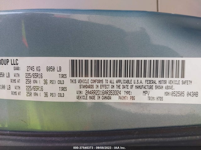 2010 CHRYSLER TOWN & COUNTRY NEW LX VIN: 2A4RR2D16AR353324