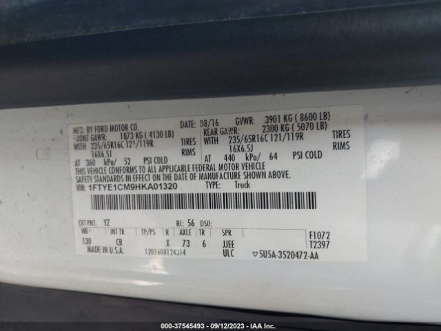 1FTYE1CM9HKA01320 Ford TRANSIT VAN