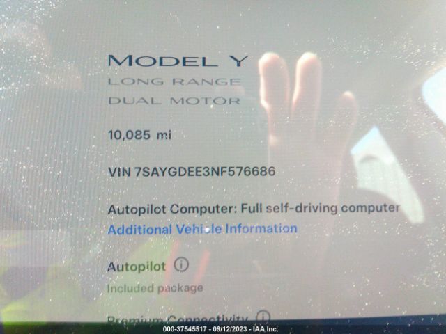 7SAYGDEE3NF576686 Tesla Model Y Long Range
