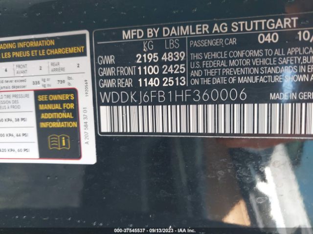 WDDKJ6FB1HF360006 Mercedes-Benz E-class E 400
