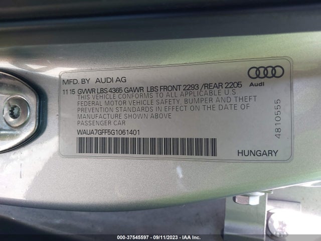 WAUA7GFF5G1061401 Audi A3 1.8t Premium