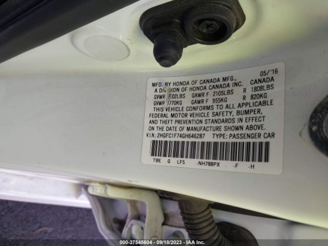 2HGFC1F74GH646287 Honda Civic Ex-l