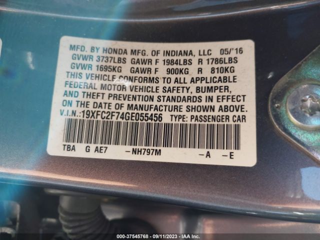 19XFC2F74GE055456 Honda Civic Sedan Ex