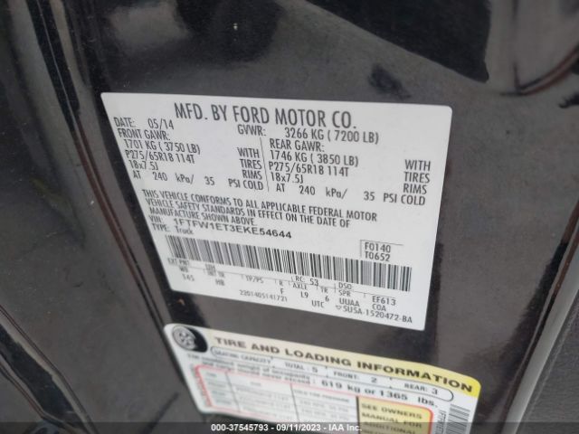 1FTFW1ET3EKE54644 Ford F-150 Xl/xlt/fx4/lariat