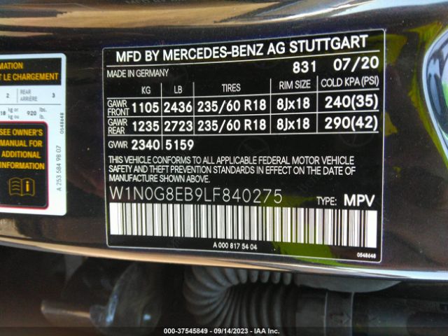 W1N0G8EB9LF840275 Mercedes-Benz Glc Glc 300