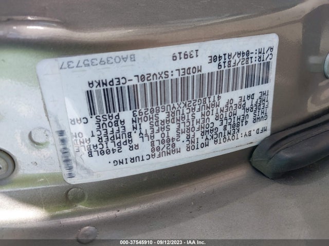 2000 TOYOTA CAMRY LE VIN: 4T1BG22KXYU680293