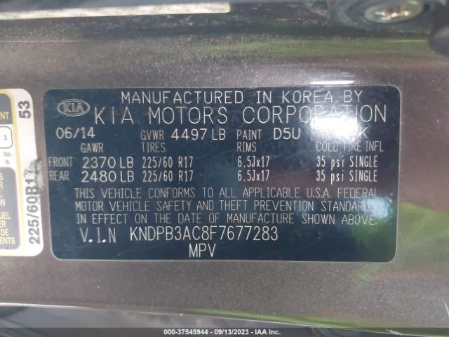 KNDPB3AC8F7677283 KIA Sportage Lx