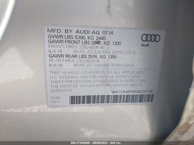 WA1CFAFP4FA026734 Audi Q5 PREMIUM