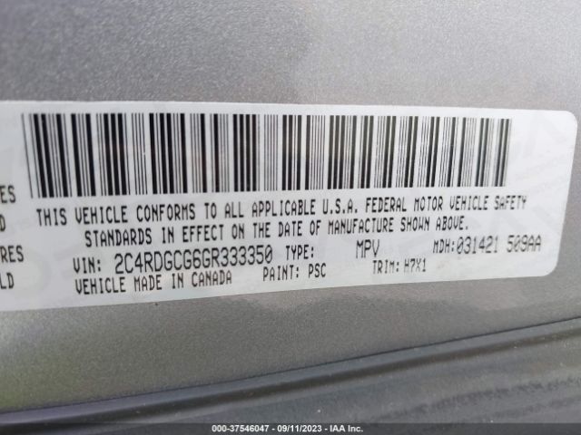 2C4RDGCG5GR333350 Dodge Grand Caravan Sxt