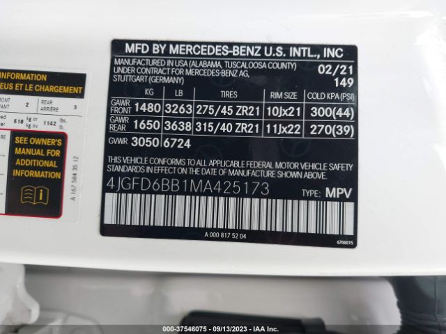 4JGFD6BB1MA425173 Mercedes-Benz Gle Amg Gle 53