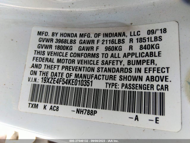 Honda INSIGHT EX 2019 19XZE4F54KE010351 Image 9