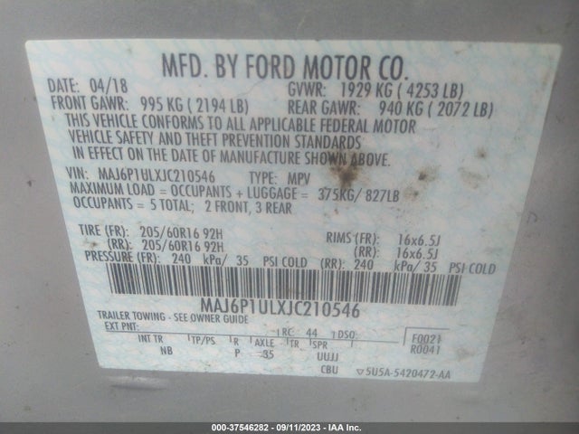 Ford Ecosport Se 2018 MAJ6P1ULXJC210546 Image 9