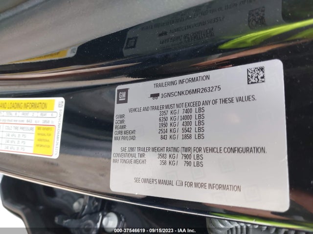 Chevrolet Tahoe Lt 2021 1GNSCNKD6MR263275 Image 9