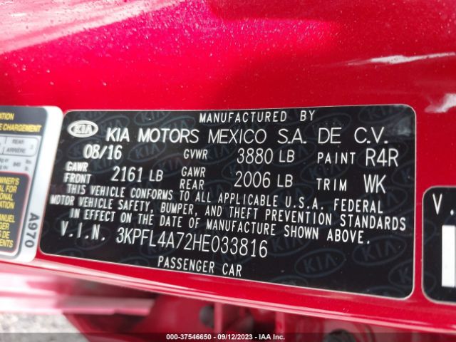 3KPFL4A72HE033816 KIA FORTE S