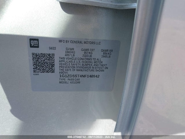 Chevrolet MALIBU LT 2022 1G1ZD5ST4NF148942 Image 9