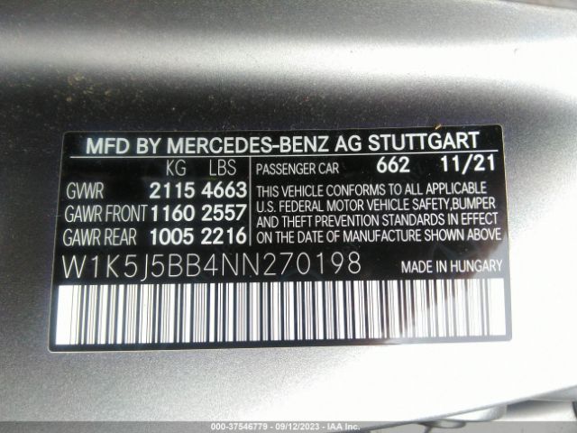 W1K5J5BB4NN270198 Mercedes-Benz Cla Amg Cla 35